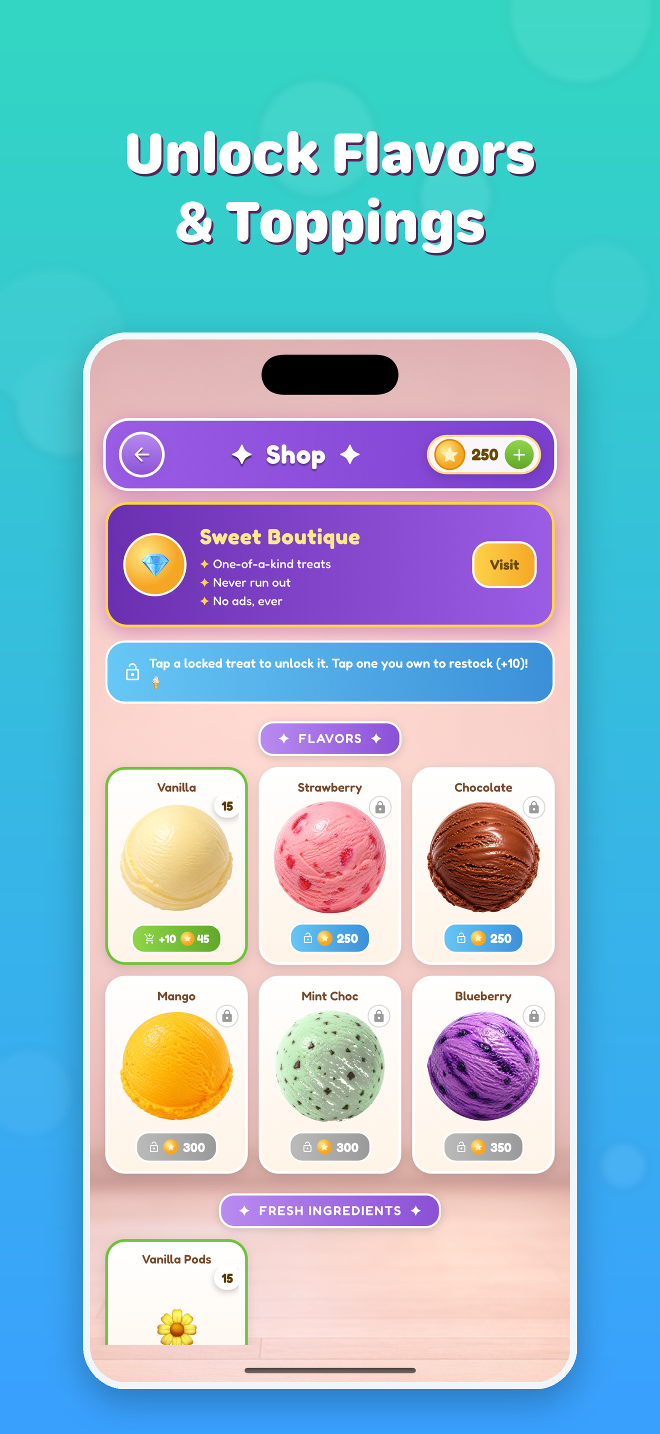 Unlocking shop items